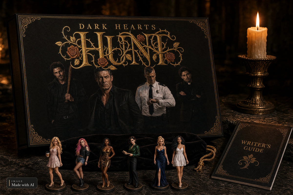 Dark Hearts Hunt Deluxe Edition mit Magnetbox, bemalten Figuren, Samtbeutel und Writer's Guide Booklet