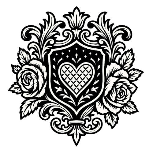 Dark Hearts Wappen mit Herz und Rosen