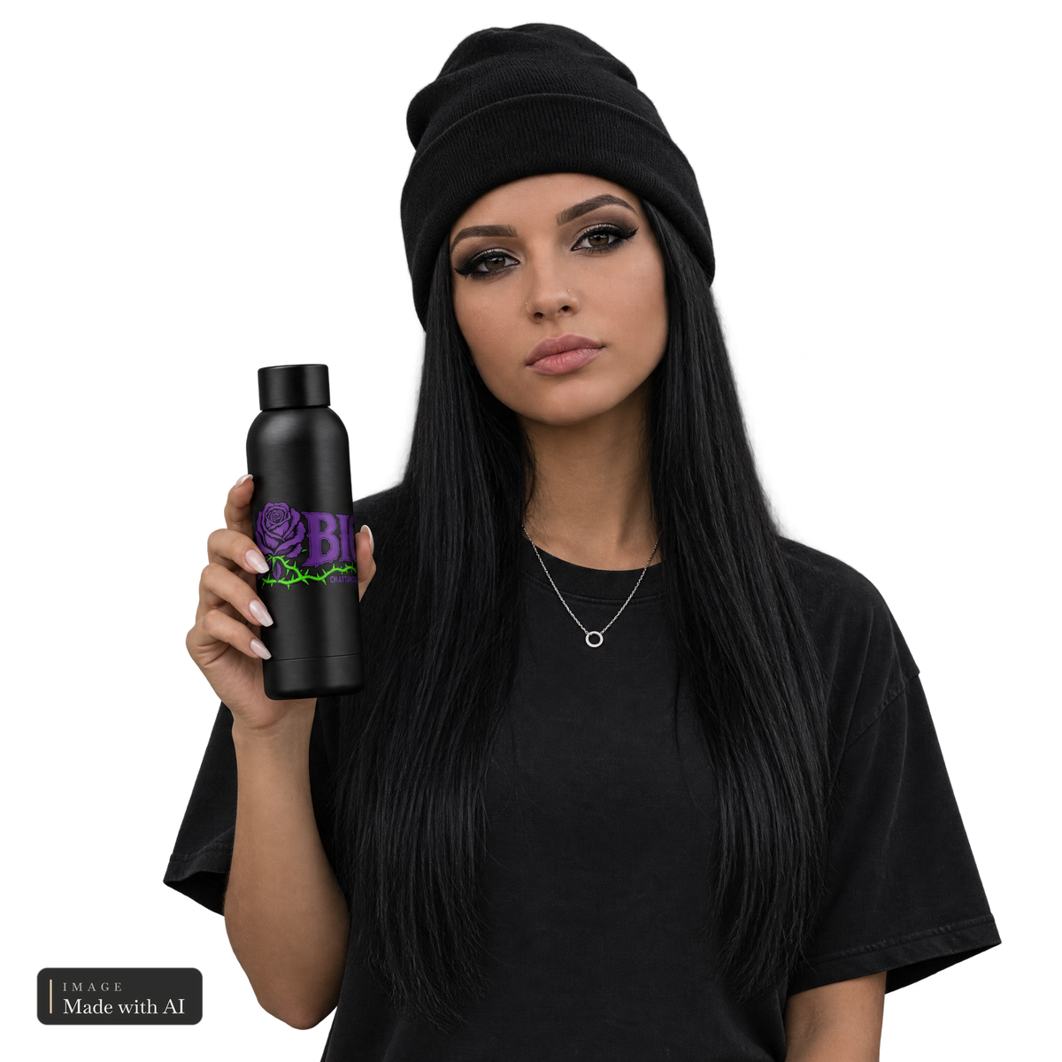 Ashen Wyrd · BigM · Trinkflasche, Amaya in der Hand