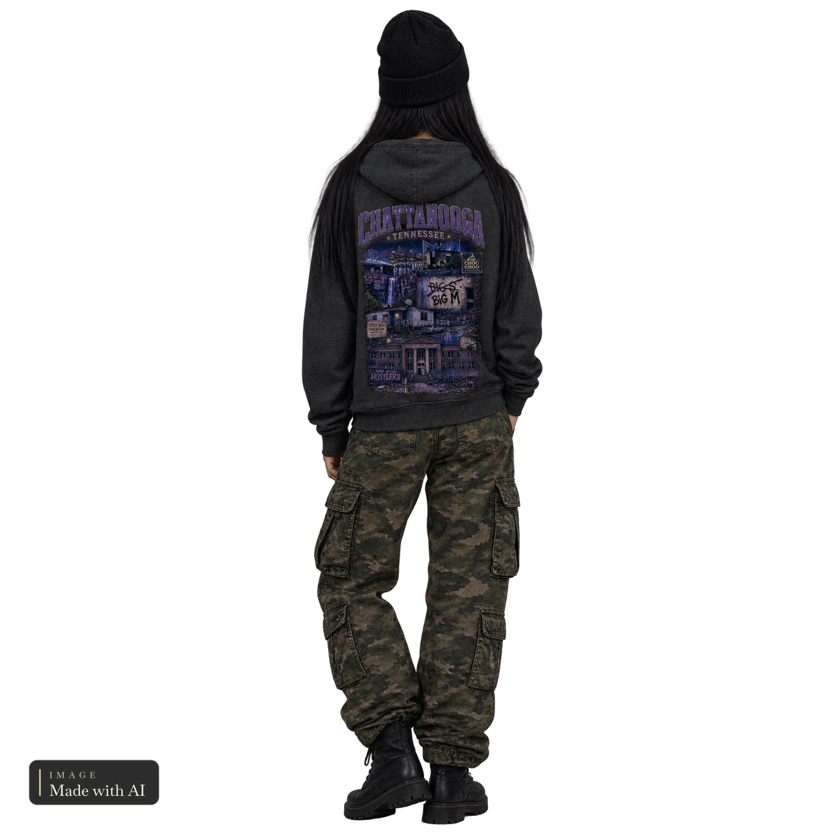 Ashen Wyrd · BigM · Zipper, getragen von Amaya, Rückansicht
