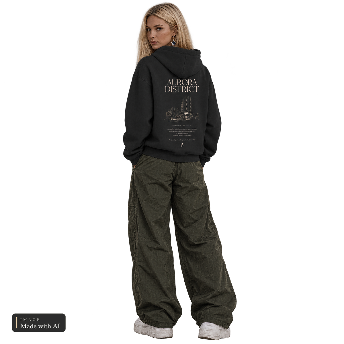 Ashen Wyrd · Sanja · Kuschelhoodie, getragen von Sanja, Rückansicht