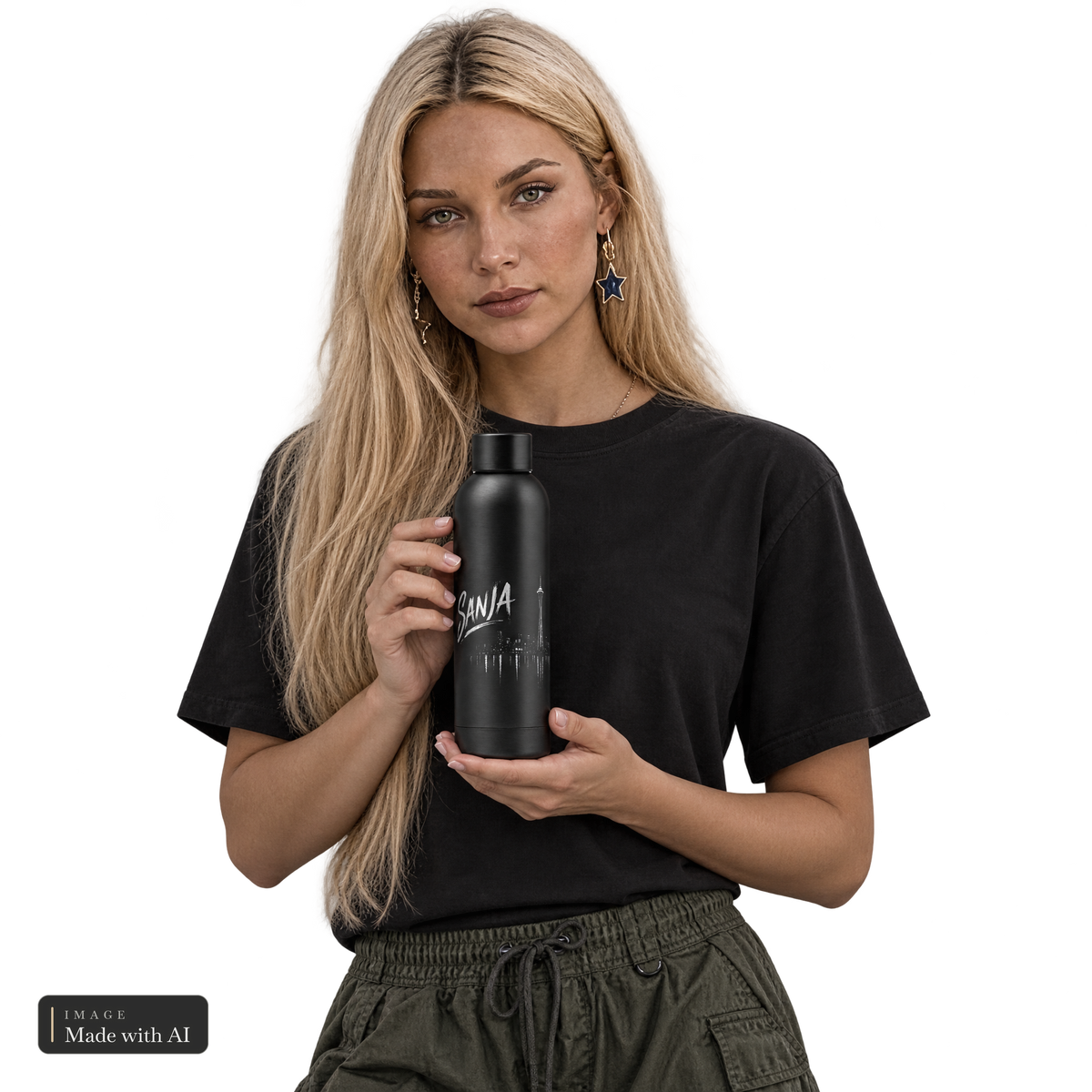 Ashen Wyrd · Sanja · Trinkflasche, Sanja in der Hand