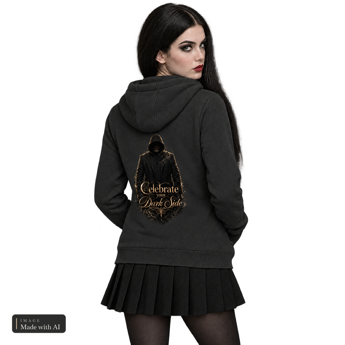 Baron Darkshire · Kuschelhoodie, getragen von Katha, Rückansicht