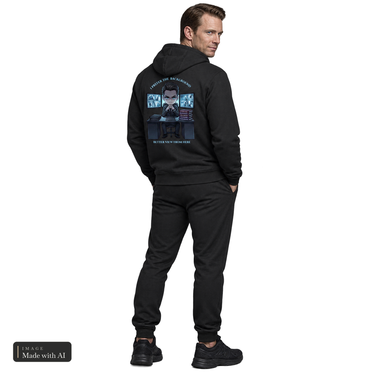 Dark Darlings · Ethan · Kuschelhoodie, getragen von Ethan, Rückansicht