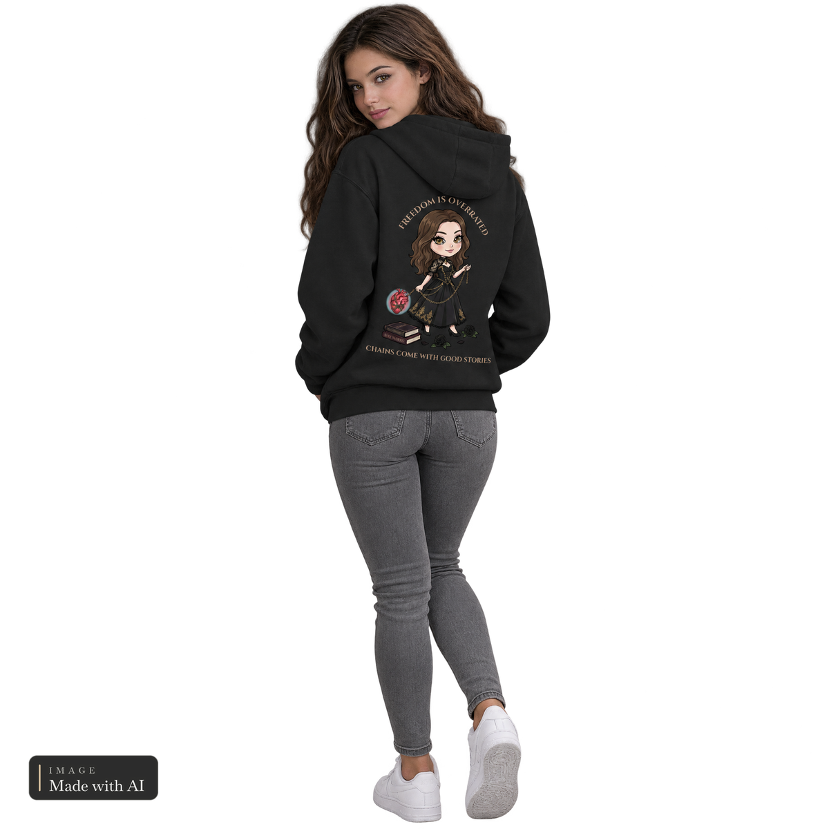 Dark Darlings · Juna · Kuschelhoodie, getragen von Juna, Rückansicht