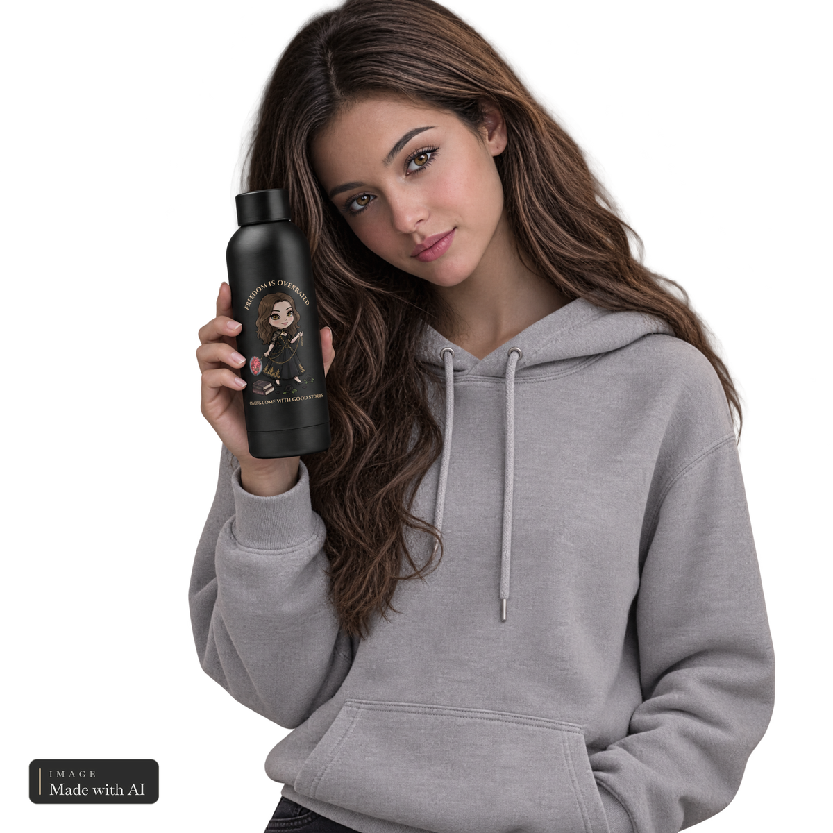 Dark Darlings · Juna · Trinkflasche, Juna in der Hand