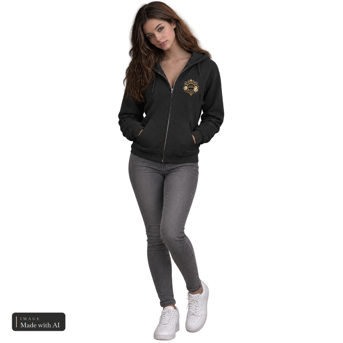 Dark Darlings · Juna · Zipper, getragen von Juna, Vorderansicht