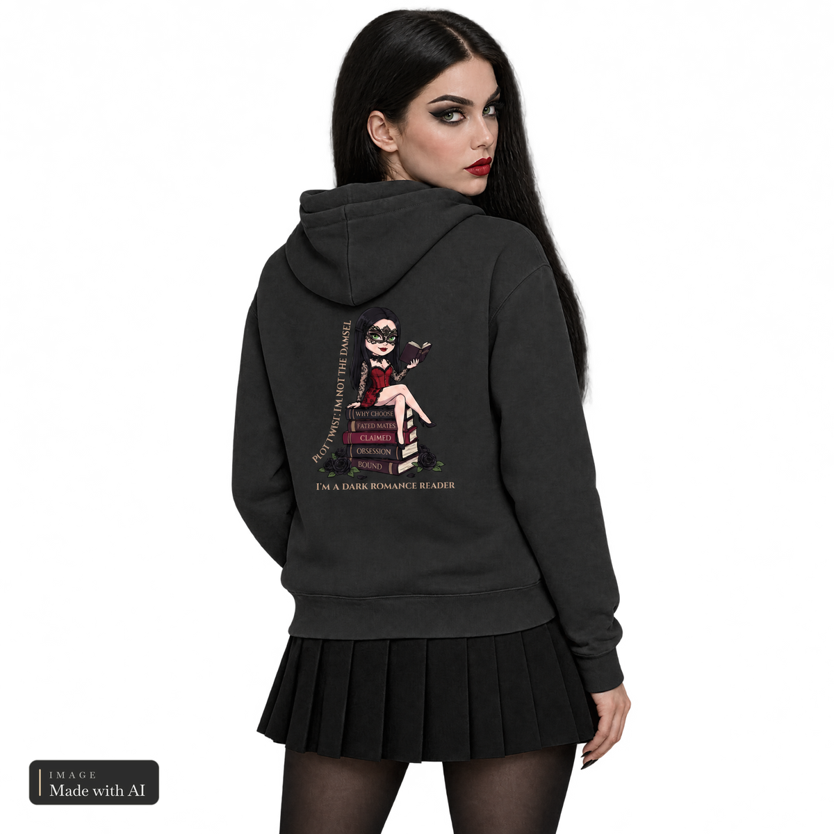 Dark Darlings · Katha · Kuschelhoodie, getragen von Katha, Rückansicht
