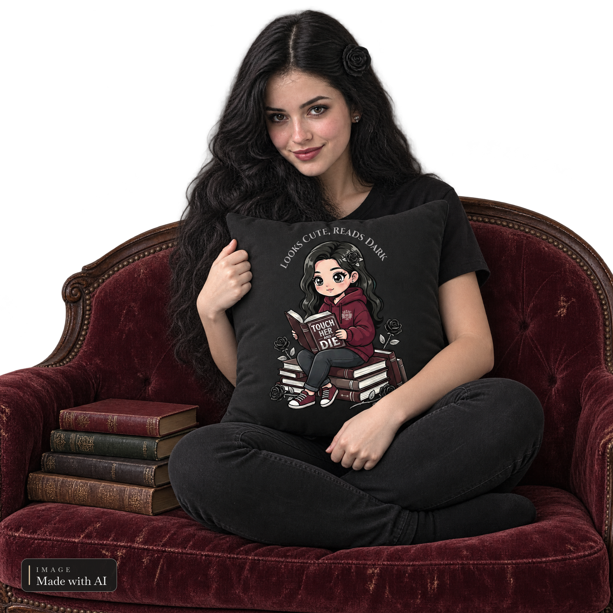 Dark Darlings · Luna · Kissen, Luna auf dem Samtsofa