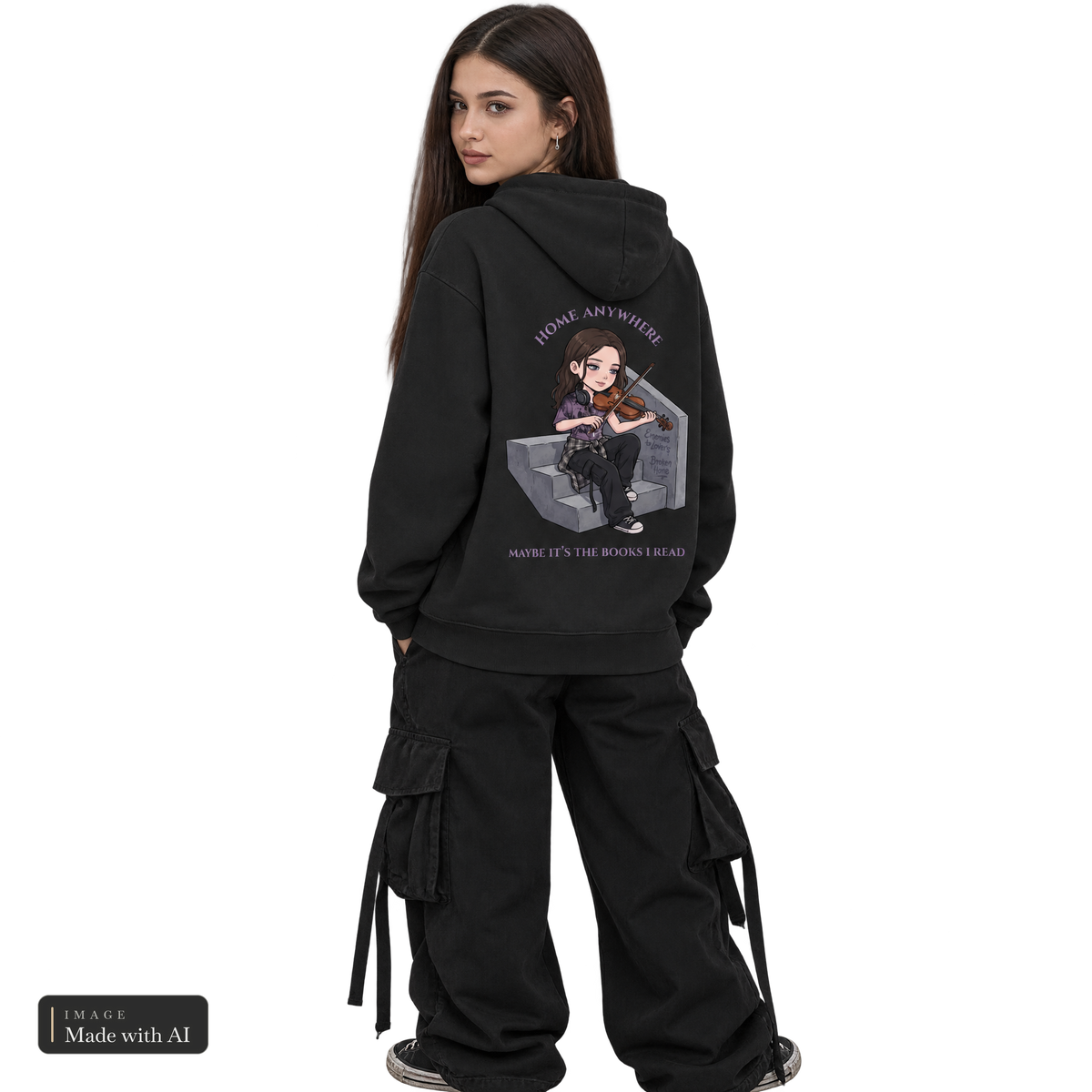 Dark Darlings · Sanja · Kuschelhoodie, getragen von Sanja, Rückansicht