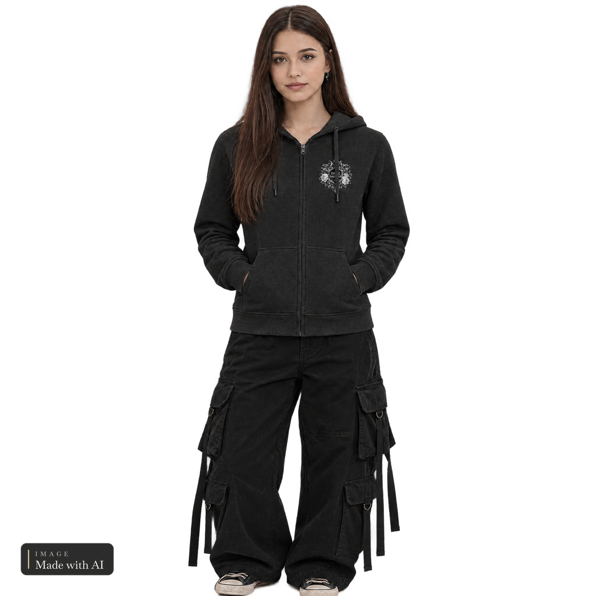 Dark Darlings · Sanja · Zipper, getragen von Sanja, Vorderansicht