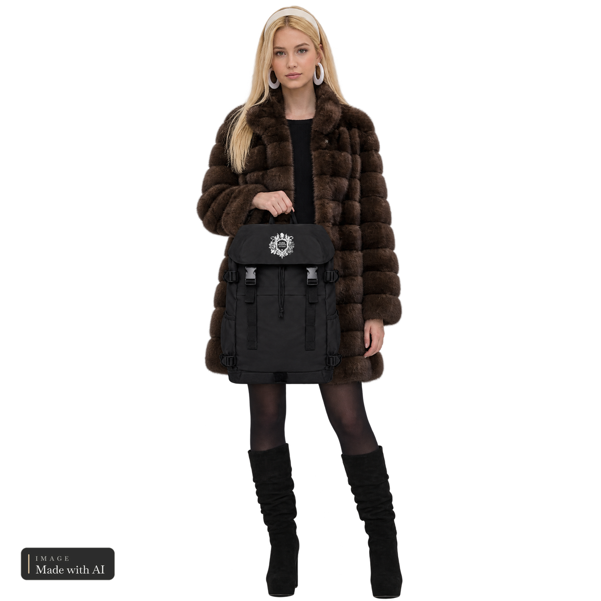 Dark Hearts Signature · Rucksack, Sanja hält ihn in der Hand