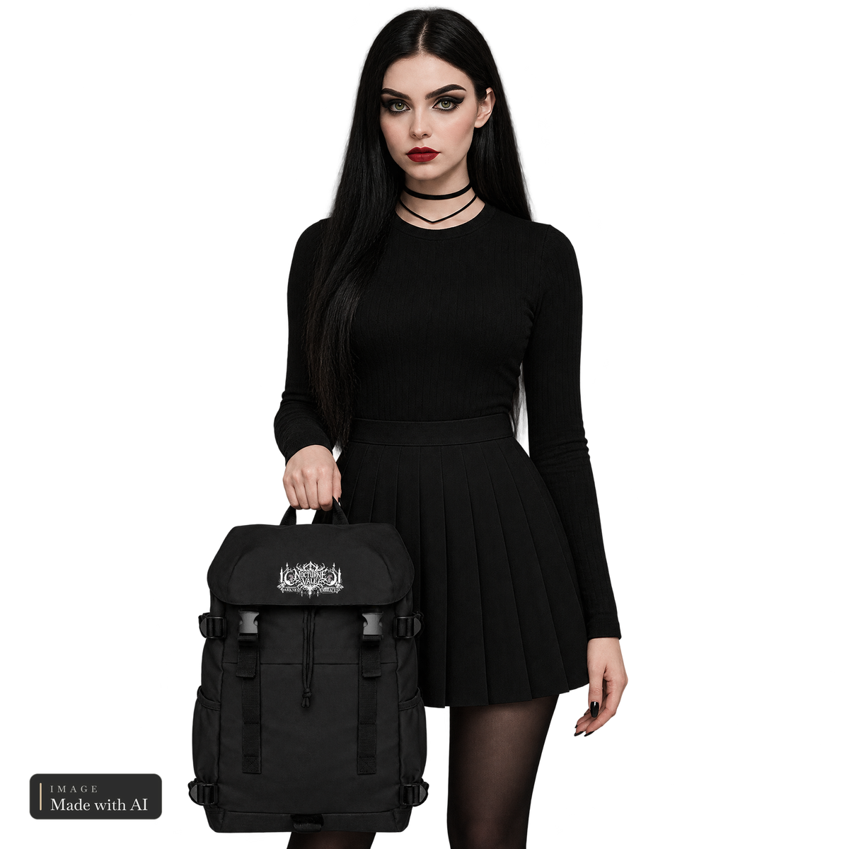 Nocturne Vale · Rucksack, getragen von Katha, Vorderansicht