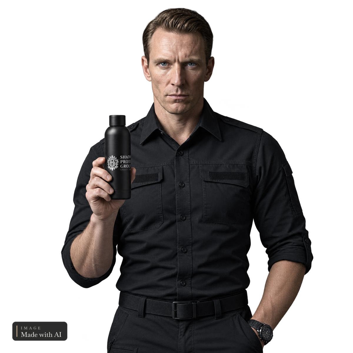 Shadowbound Protection Group · Trinkflasche, Ethan in der Hand